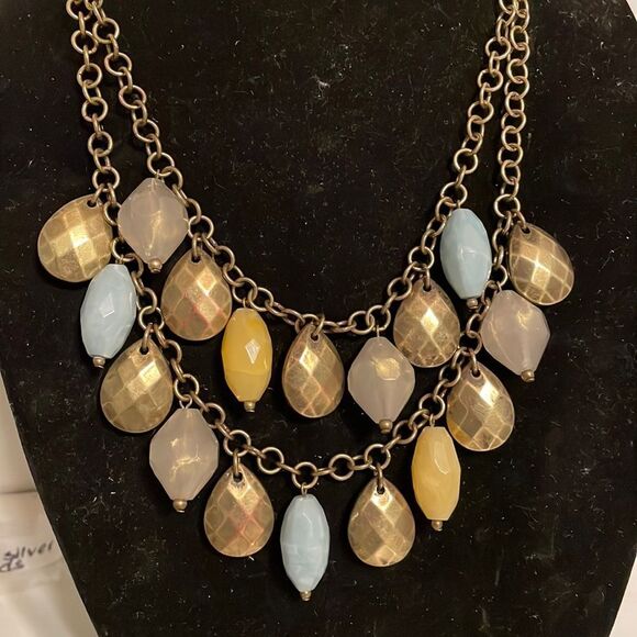 Premier Designs Limited Edition Boca gold tone double strand statement necklace - Picture 1 of 14